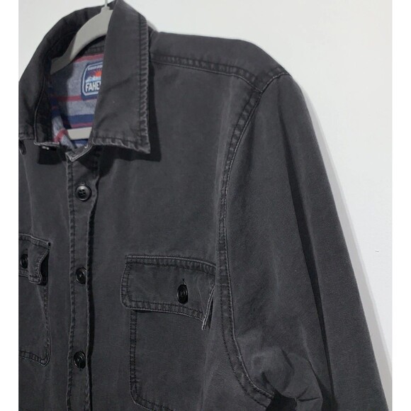 Faherty Jacket Mens XLarge Washed Black Canvas CPO Blanket Lined Shacket Jacket - Picture 6 of 13